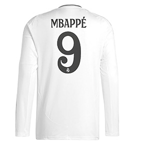 adidas Real Madrid Mbappe #9 Long Sleeve Jersey (Home 24/25)