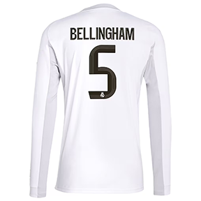 adidas  Real Madrid Bellingham #5 Long Sleeve Jersey (Home 25/26)