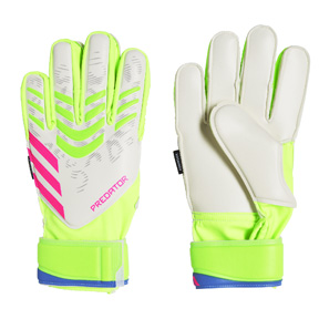 adidas Youth  Predator Match Fingersave Glove (White/Pink/Lemon)