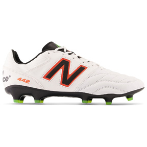 New Balance 442 v2 Pro Wide Width FG Shoes (White/Neon Dragonfly)