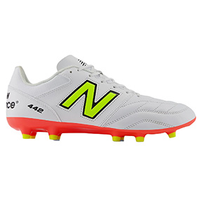 New Balance  442 v2 Team Wide Width FG Shoes (White/Orange/Volt)