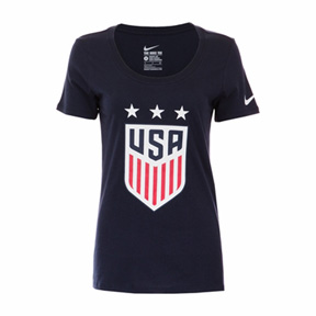 Nike Womens USA USWNT 3-Star Crest Soccer Tee (Obsidian)