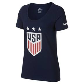Nike Womens USA USWNT 3-Star Crest Soccer Tee (Navy 18/19)