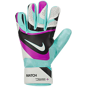 Nike Youth GK Match Goalie Gloves (White/Turquoise/Fuchsia)