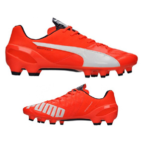 Puma  evoSpeed 1.4 Leather FG Soccer Shoes (Lava Blast)