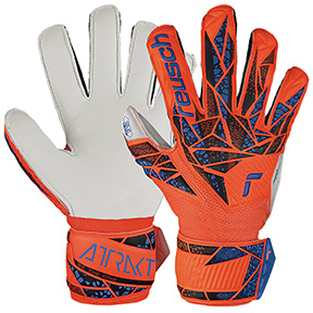Reusch  Junior Attrakt Solid Finger Support GK Gloves (Orange/Blue)