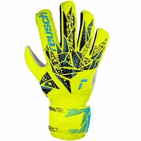 Reusch  Junior Attrakt Solid Goalie Gloves (Safety Yellow/Blue)